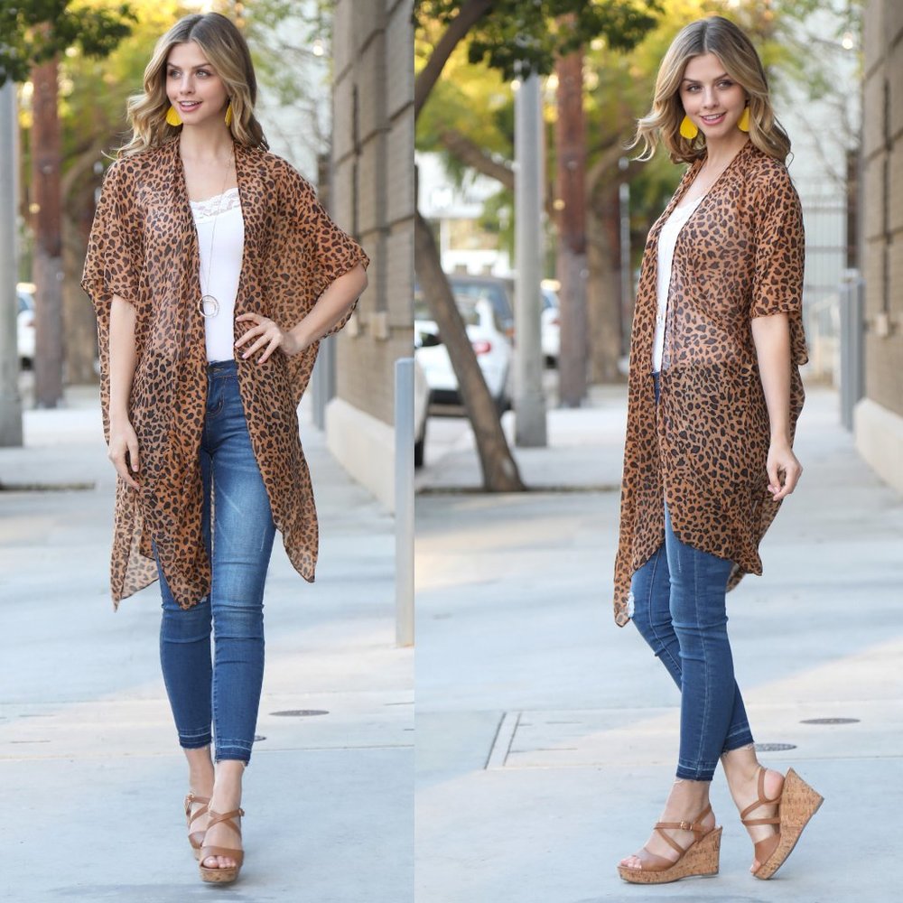 Leopard Print Kimono Women - Picture 2 of 3